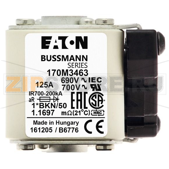 Предохранитель, 125 A, AC 690 В, 200 кА, size 1, 45x59x51 мм, aR, IEC UL Eaton FUSE 125A 690V 