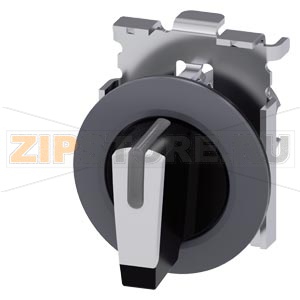 АКТУАТОР ПОВОРОТНОГО ПЕРЕКЛЮЧАТЕЛЯ С ВОЗМОЖНОСТЬЮ ПОДСВЕТКИ, 30MM, КРУГЛ., МЕТАЛЛ МАТОВЫЙ, КОРОТКАЯ ЧЁРНАЯ РУКОЯТКА С БЕЛОЙ ВСТАВКОЙ, ПЛОСКОЕ ФРОНТАЛЬНОЕ КОЛЬЦО, 3 КОММУТАЦИОННЫХ ПОЛОЖЕНИЯ: I-O-II, С ФИКСАЦИЕЙ, УГОЛ ПОВОРОТА РУКОЯТКИ 2X45 ГРАД.: 10:30Ч./1 