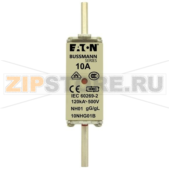 Предохранитель, 10 A, AC 500 В, 120 кА, NH01, gL/gG, IEC Eaton NH FUSE 10A 500V GG/GL SIZE 01 