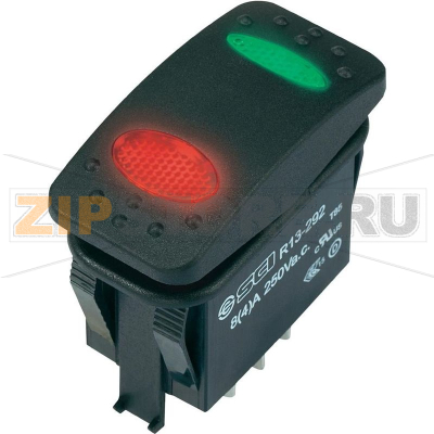 Переключатель клавишный 250 В/AC, 8 А, 1 x вкл/выкл/вкл, 1 шт SCI R13-292D6-01-BBRG-22RG0500 