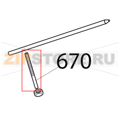 Prig. M5x40 tirante motore Sirman Mirra 300 Prig. M5x40 tirante motore Sirman Mirra 300Запчасть на деталировке под номером: 670