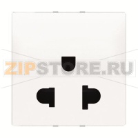 Розетка модульная EU/US стандарта с заземлением, 2P+E, 2M, 13 А, 127 В, альпийский белый ABB 2CLA223800N1101