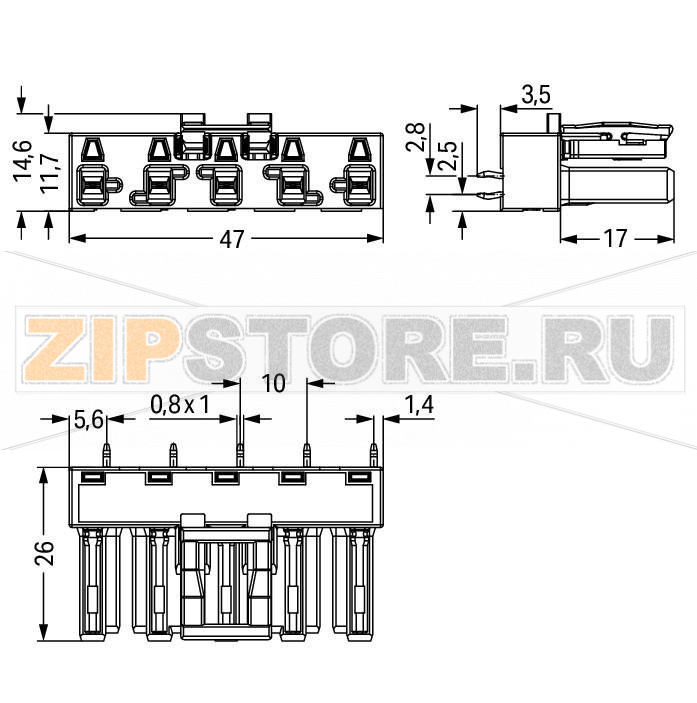 Розетка для печатных плат; прямые; 5-пол.; Код. B; розовые Wago 770-885/082-000 Protected against mismating and maintenance-freePush-in CAGE CLAMP® spring pressure connection technology allows solid conductors to be simply pushed into a unit.Two wire connections per pole for loops or bridgesAdditional variable coding is possible.Components can be clearly printed on and color-coded to meet custom requirements....