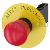 АВАРИЙНАЯ ГРИБОВИДНАЯ КНОПКА, 22MM, КРУГЛАЯ, ПЛАСТИК, КРАСНАЯ, 40MM, С ФИКСАЦИЕЙ, POSITIVE LATCHING, ДЕБЛОКИРОВКА ПОВОРОТОМ, С ЖЁЛТОЙ ПОДЛОЖКОЙ, НАДПИСЬ: ARRET D&#39;URGENCE, С ДЕРЖАТЕЛЕМ, 1NO+1NC, ВИНТОВЫЕ КЛЕММЫ Siemens 3SU1100-1HB20-1FJ0
