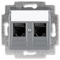 Розетка компьютерная, 2хRJ45, сталь ABB 2CHH296118A6069