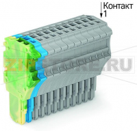 1-проводниковая розетка; 1,5; 14-пол.; 1,50 mm; желто-зеленые,синие,серые Wago 2020-114/000-039