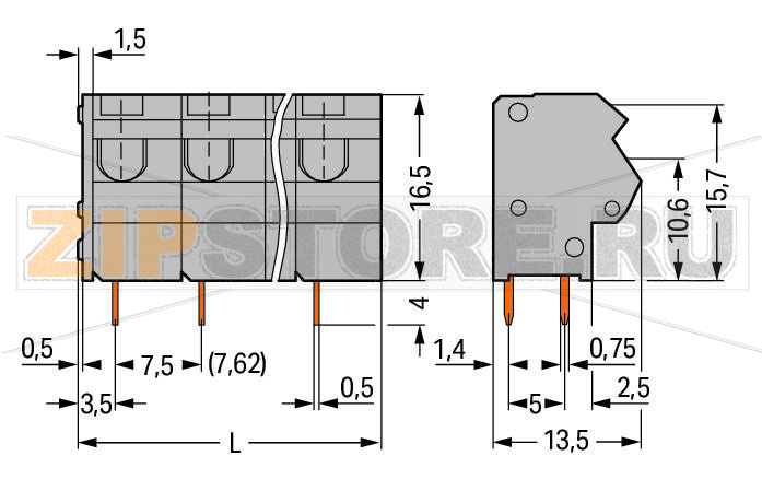 PCB terminal block; 2.5 mm; Pin spacing 7.5/7.62 mm; 8-pole; PUSH WIRE®; 2,50 mm; gray Wago 254-558 Клеммные колодки с зажимом PUSH WIRE®, приводимым в действие при помощи отвертки.Зажим одножильных проводников и тонкожильных проводников с наконечниками путем вставкиТестовый разъем для тестового штекера O 2 ммЭкономит место на печатной плате, всего 8,9 мм глубинойТакже доступны с 2-проводным соединением...