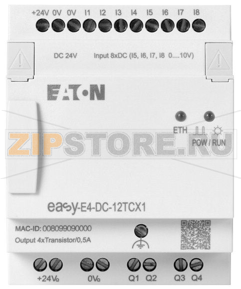 Реле управления, easyE4, 24 В пост. тока Eaton EASY-E4-DC-12TCX1 