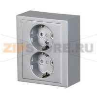 Розетка двойная, монтаж: накладной, алюминий ABB 2TKA00001609