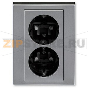 Розетка двойная, сталь/дымчатый чёрный ABB 2CHH223457C6069 