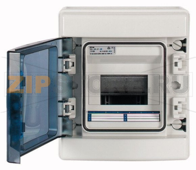 Шкаф навесной IP65, 1 ряд 6 модулей УФ-стойкий поликарбонат, N/PE клеммы Eaton IKA-1/6-ST-UV 