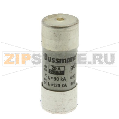 Предохранитель, 20 A, AC 690 В, 80 кА, 22x58 мм, gL/gG, IEC Eaton CYL GG 22, 2X58 20A/STR 690V 