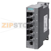SCALANCE X005EEC, IE entry Level switch unmanaged 5x 10/100 Mbit/s RJ45 ports, LED diagnostics, IP30, 24 V DC power supply, PROFINET-compliant securing collars, Extended temperature range  -40 &#176;C...+75 &#176;C, E1 approval Manual available as a downl