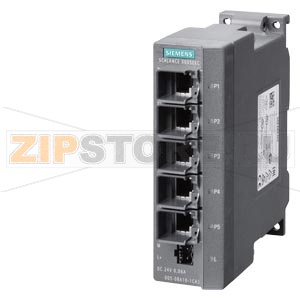 SCALANCE X005EEC, IE entry Level switch unmanaged 5x 10/100 Mbit/s RJ45 ports, LED diagnostics, IP30, 24 V DC power supply, PROFINET-compliant securing collars, Extended temperature range  -40 &amp;#176;C...+75 &amp;#176;C, E1 approval Manual available as a downl 