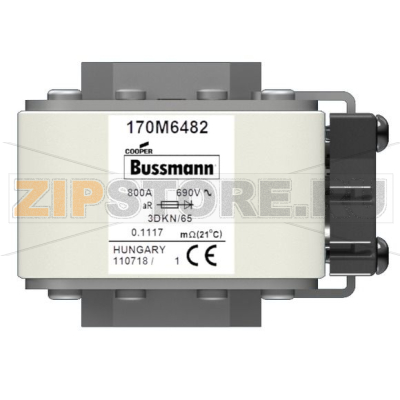 Предохранитель, 800 A, AC 690 В, size 3, 76x92x63 мм, aR, IEC Eaton FUSE 800A 690V 3DKN/65 AR 