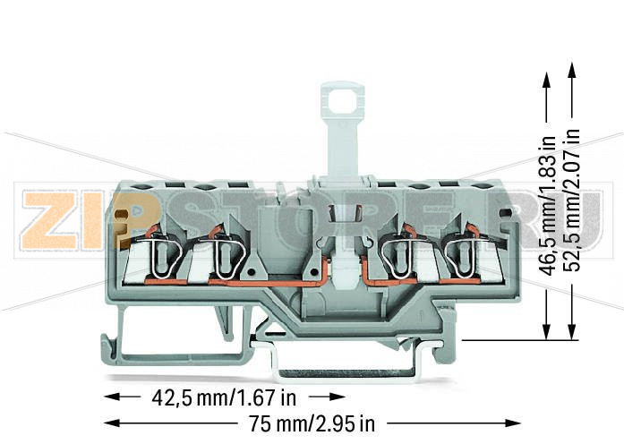 4-проводные клеммы с размыкателем; для DIN-рейки 35 x 15 и 35 x 7,5; 2,5 мм; CAGE CLAMP®; 2,50 mm; серые Wago 280-836 Примечание:Terminating Aluminum ConductorsWAGO spring clamp terminal blocks are suitable for solid aluminum conductors up to 4 mm?/12 AWG if WAGO “Alu-Plus” Contact Paste is used for termination.“Alu-Plus” Contact Paste Advantages:Automatically destroys the oxide film during clamping.Prevents fresh oxidation at the clamping point.Prevents electrolytic corrosion between aluminum and copper conductors (in the same terminal block).Provides long-term protection against corrosion....