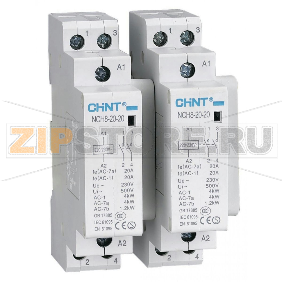Контактор модульный 20 А, 220-230 В, 2НЗ+2НО, 50 Гц Chint NCH8-20/22 