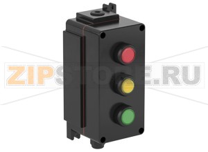 Модуль управления Control Unit Ex e, GRP, 3 Functions LCP3.LRLX.LYLX.LGLX.B.1 Pepperl+Fuchs Electrical specificationsOperating voltage250 V max.Operating current16 A max.Terminal capacity2.5 mm2FunctionLED indicatorColorredRated operating voltage20 ... 250 V ACFunction 2LED indicatorColoryellowRated operating voltage20 ... 250 V ACFunction 3LED indicatorColorgreenRated operating voltage20 ... 250 V ACMechanical specificationsHeight220 mm (A)Width110 mm (B)Depth101 mm (C)External dimension123 mm with operators (C1) 235 mm with mounting brackets (K)Fixing holes distance, height220 mm (G)Fixing holes distance, width78 mm (H)Enclosure coverfully detachableCover fixingM6 stainless steel socket cap head screwsFixing holes diameter7 mm (J)Degree of protectionIP66Cable entryNumber of cable entries1 x M20 in face A fitted with polyamide Ex e stopping plug1x M20 in face B fitted with polyamide Ex e cable glandDefined entry areaface A and face BMaterialEnclosurecarbon loaded, antistatic glass fiber reinforced polyester (GRP)Finishinherent color blackSealone piece solid silicone rubberMass3.5 kgMounting7 mm slots moulded into baseGrounding2.5 mm2 grounding terminalAmbient conditionsAmbient temperature-40 ... 55 °C (-40 ... 131 °F) @ T4 -40 ... 40 °C (-40 ... 104 °F) @ T6 Data for application in connection with hazardous areasEU-Type Examination CertificateCML 16 ATEX 3009 XMarking II 2 GD Ex db eb mb IIC T* Gb Ex tb IIIC T** °C Db T6/T80 °C @ Ta +40 °C T4/T130 °C @ Ta +55 °CInternational approvalsIECEx approvalIECEx CML 16.0008XEAC approvalTC RU C-DE.GB06.B.00567ConformityDegree of protectionEN 60529General informationSupplementary informationEC-Type Examination Certificate, Statement of Conformity, Declaration of Conformity, Attestation of Conformity and instructions have to be observed where applicable. For information see www.pepperl-fuchs.com.AccessoriesOptional accessoriesEngraved traffolyte tag labelEngraved AISI 316L stainless steel tag labelColor in-fill stainless steel tag label