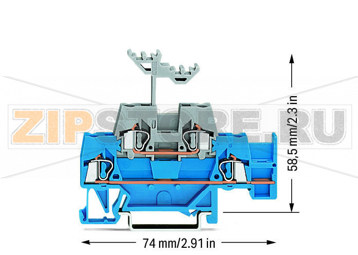 Double-deck terminal block; Through/through terminal block; with additional jumper position on lower level; for DIN-rail 35 x 15 and 35 x 7.5; 2.5 mm; CAGE CLAMP®; 2,50 mm; blue/gray Wago 280-524 Примечание:Terminating Aluminum ConductorsWAGO spring clamp terminal blocks are suitable for solid aluminum conductors up to 4 mm?/12 AWG if WAGO “Alu-Plus” Contact Paste is used for termination.“Alu-Plus” Contact Paste Advantages:Automatically destroys the oxide film during clamping.Prevents fresh oxidation at the clamping point.Prevents electrolytic corrosion between aluminum and copper conductors (in the same terminal block).Provides long-term protection against corrosion....
