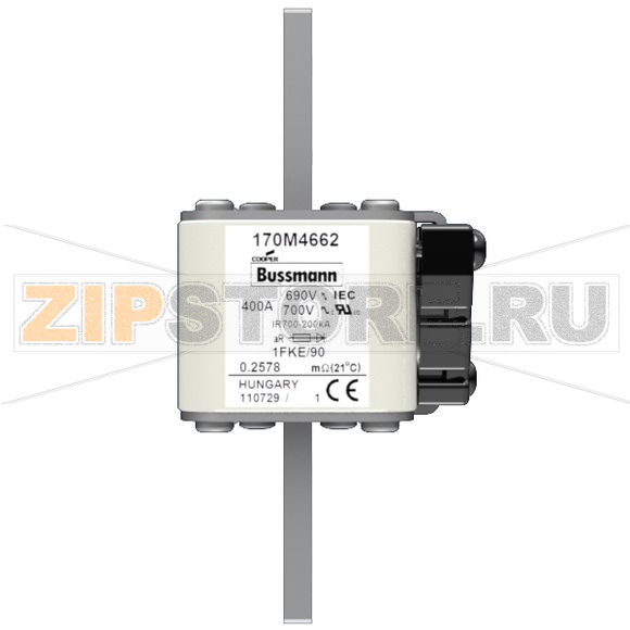 Предохранитель, 400 A, AC 690 В, 200 кА, size 1, 53x69x136 мм, aR, IEC UL Eaton FUSE 400A 690V 