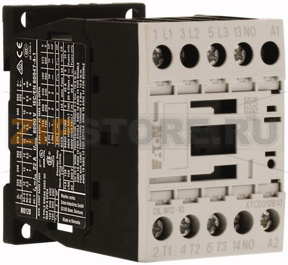 Контактор 12 А, 230В (АС), 1 НО доп. контакт, категория AC-3, AC-4 Eaton DILM12-10(230V50HZ, 240V60H 