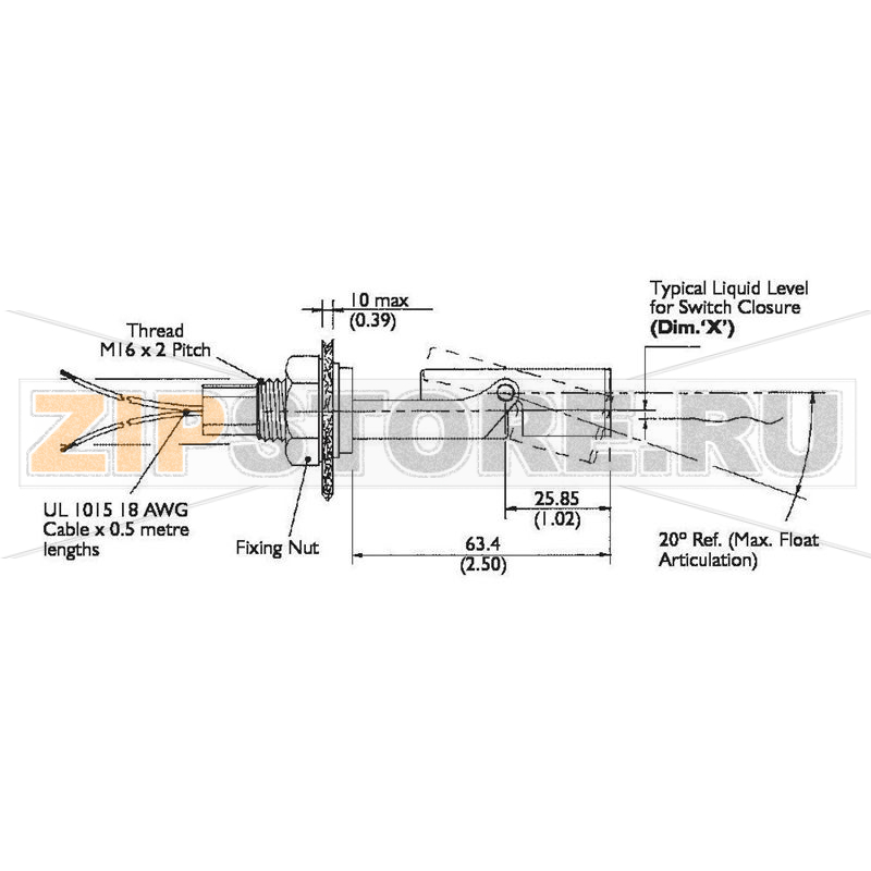 Переключатель поплавковый 250 В/AC, 100 В/DC, 1 А, IP65, 1 шт TE Connectivity LDS803-51 
