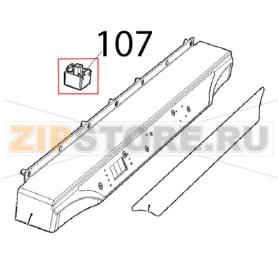 Piedino 35x35, H26, plastica and gomma grigio Unox XFT 110 Piedino 35x35, H26, plastica and gomma grigio Unox XFT 110Запчасть на деталировке под номером: 107