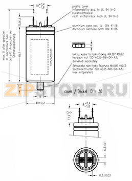 Конденсатор пусковой 6 мкФ, 500 В/AC, 5 %, 30x58 мм Hydra MKP_500_MAB 6uF 
