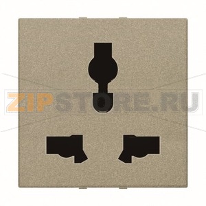 Розетка модульная с заземлением, 2P+E, 2M, 13-15 A, 127-230 В, шампань ABB 2CLA223900N1901 