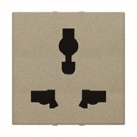 Розетка модульная с заземлением, 2P+E, 2M, 13-15 A, 127-230 В, шампань ABB 2CLA223900N1901