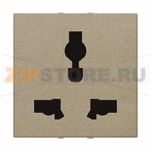 Розетка модульная с заземлением, 2P+E, 2M, 13-15 A, 127-230 В, шампань ABB 2CLA223900N1901 