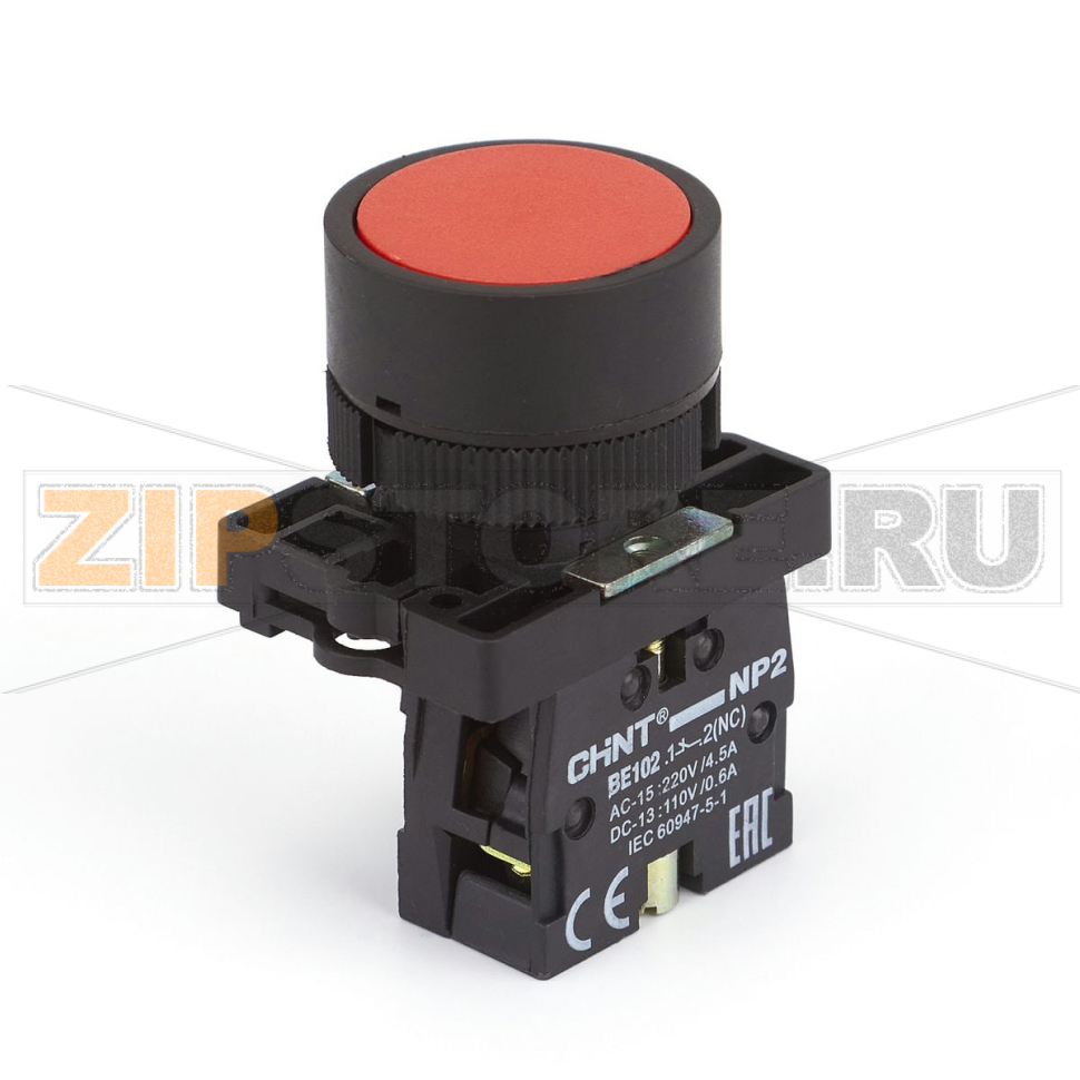 Кнопка управления, 1НЗ, IP40, без подсветки, красная Chint NP2-EA42 