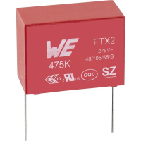 Конденсатор помехоподавляющий 27000 пФ, X2, 275 В/AC, 10%, 15 мм, 18x5x11 мм Würth Elektronik WCAP-FTX2