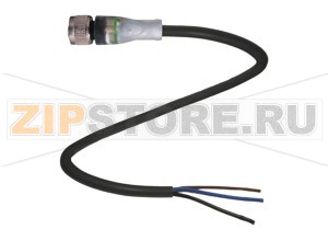Кабель датчика-исполнительного устройства Female connector V1-G-E2-BK10M-PUR-U Pepperl+Fuchs Описание оборудованияCable socket, M12, LED, 3-pin, PUR cable