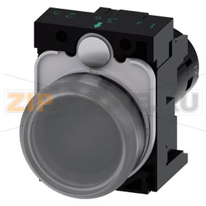 Световой индикатор с трехцветным светодиодом, компактный, 22 мм, круглый, пластмасса, прозрачный, с красно-желто-зеленым светодиодом, линза гладкая, с креплением, рабочее напряжение 110 В AC, винтовая клемма Siemens 3SU1201-6AC24-1AA0 