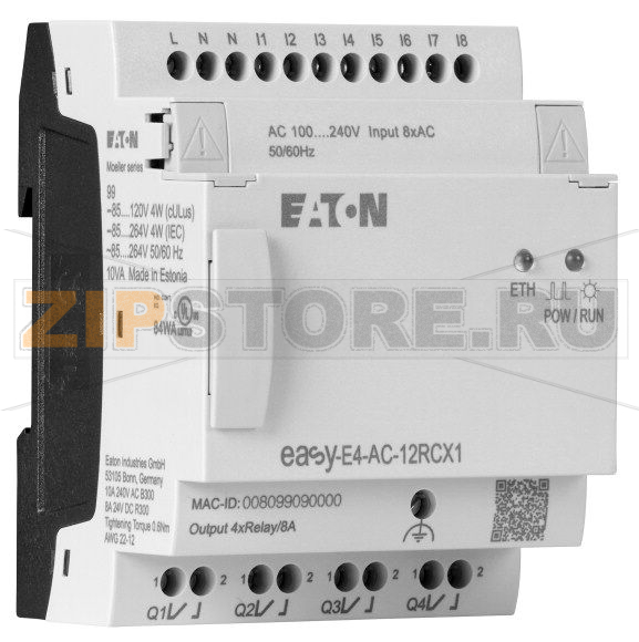 Реле управления, easyE4, 100–240 В перем. тока, 110–220 В пост. тока Eaton EASY-E4-AC-12RCX1 