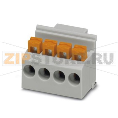 Клеммы для печатного монтажа Phoenix Contact FKDSO 2,5/ 4-L KMGY Номинальный ток: 22 А, Номинальное напряжение: 250 В, Размер шага: 5 мм, Полюсов: 4, Тип подключения: Пружинные зажимы, Монтаж: пайка, Направление подключения, проводник / печатная плата: 0 °, Цвет: cветло-серый, Изделие с боковым расположением выводов.Минимальный заказ: 50 шт.Упаковка: 50 шт.