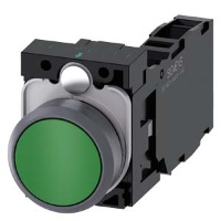 КНОПКА, 22MM, КРУГЛАЯ, ПЛАСТИК С МЕТАЛЛИЧЕСКИМ ФРОНТАЛЬНЫМ КОЛЬЦОМ, ЗЕЛЁНАЯ, ПЛОСКАЯ КНОПКА, КОНТАКТЫ МГНОВЕННОГО ДЕЙСТВИЯ, С ДЕРЖАТЕЛЕМ, 1NO+1NC, ВИНТОВЫЕ КЛЕММЫ, С ГРАВИРОВКОЙ ЛАЗЕРОМ, LOWER CASE Siemens 3SU1130-0AB40-1FA0-Z&nbsp;Y12