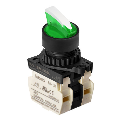 Выключатель кнопочный, головка: круглая, выступающая, Ø отверстия: 22/25 мм Autonics S2SRN-L8KYABLM 