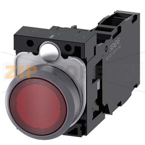КНОПКА С ПОДСВЕТКОЙ, 22MM, КРУГЛАЯ,  ПЛАСТИК С МЕТАЛЛИЧЕСКИМ ФРОНТАЛЬНЫМ КОЛЬЦОМ, КРАСНАЯ, ПЛОСКАЯ КНОПКА, КОНТАКТЫ МГНОВЕННОГО ДЕЙСТВИЯ, С ДЕРЖАТЕЛЕМ, 1NO+1NC, МОДУЛЬ ПОДСВЕТКИ С ИНТЕГРИРОВАННЫМ СВЕТОДИОДОМ 230V AC, ВИНТОВЫЕ КЛЕММЫ, С ГРАВИРОВКОЙ ЛАЗЕРОМ 