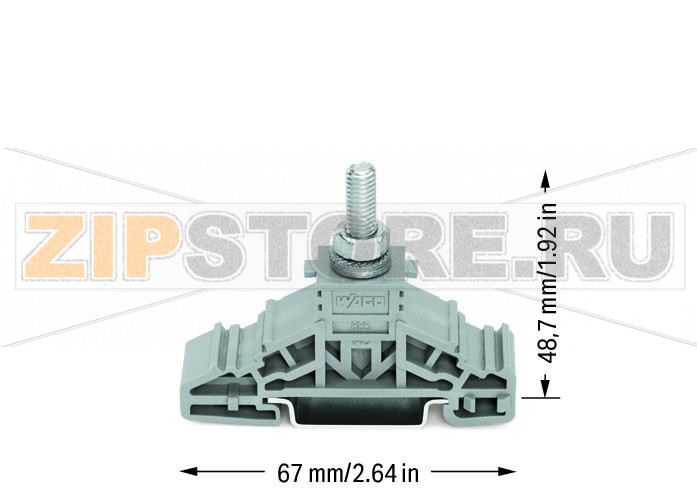 Stud terminal block; lateral marker slots; for DIN-rail 35 x 15 and 35 x 7.5; 1 stud, M6; 35,00 mm?; gray Wago 885-106 