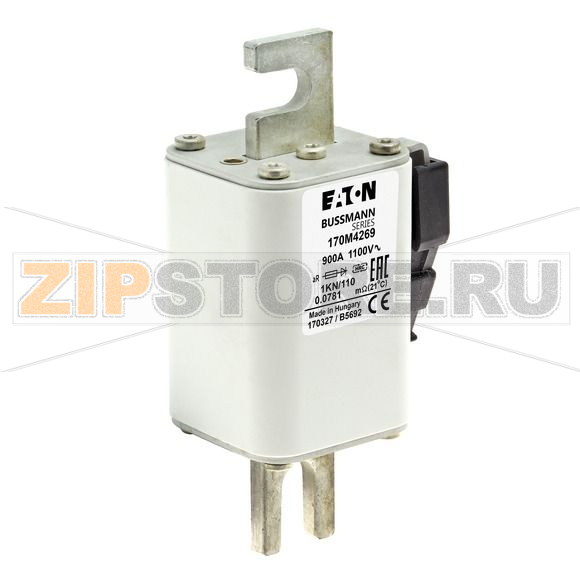 Предохранитель, 900 A, AC 550 В, 200 кА, DIN 1, 53x69x138 мм, aR, DIN, IEC Eaton FUSE 900A 550V 