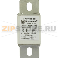 Предохранитель, 100 A, AC 690 В, 200 кА, size 000, 24x36x96 мм, aR, IEC Eaton FUSE 100A 690V 00