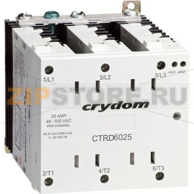 Реле твердотельное 5 А, трехфазное, 600 В/AC, 1 шт Crydom CTRD6025-10 