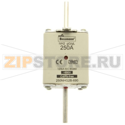 Предохранитель, 250 A, AC 500 В, 120 кА, NH2, gL/gG, IEC Eaton NH FUSE 250A 500V gG SIZE 2 DUAL IND 