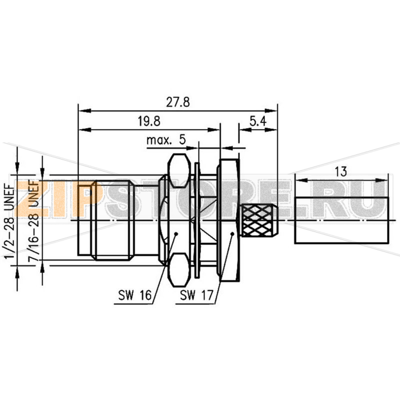 Разъем TNC, 50 Ом, 1 шт Telegärtner J01011A0015 