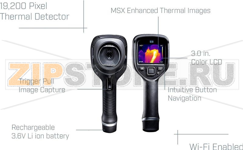 Тепловизор, от -20 до 550°C, 240x180 пикселей, 9 Гц, MSX, Wi-Fi FLIR E6xt 