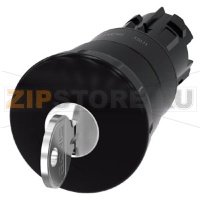 Грибовидная кнопка, 22 мм, кругл., пластмасса, цвет: черный, 40 мм, с замком Ronis, номер замка 455, положительная блокировка, согласно DIN EN ISO 13850, возврат ключом Siemens 3SU1000-1HG10-0AA0