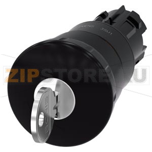 Грибовидная кнопка, 22 мм, кругл., пластмасса, цвет: черный, 40 мм, с замком Ronis, номер замка 455, положительная блокировка, согласно DIN EN ISO 13850, возврат ключом Siemens 3SU1000-1HG10-0AA0 