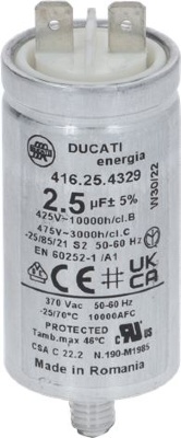 CAPACITOR 2.5 MF 450V ALUMINIUM S2 